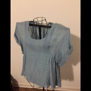 Entro size small‎ dusty blue rolled sleeves casual dressy soft comfy shimmer